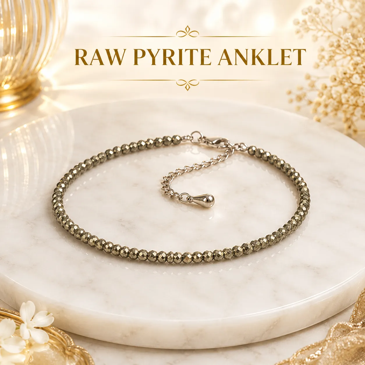 Raw Pyrite Anklet