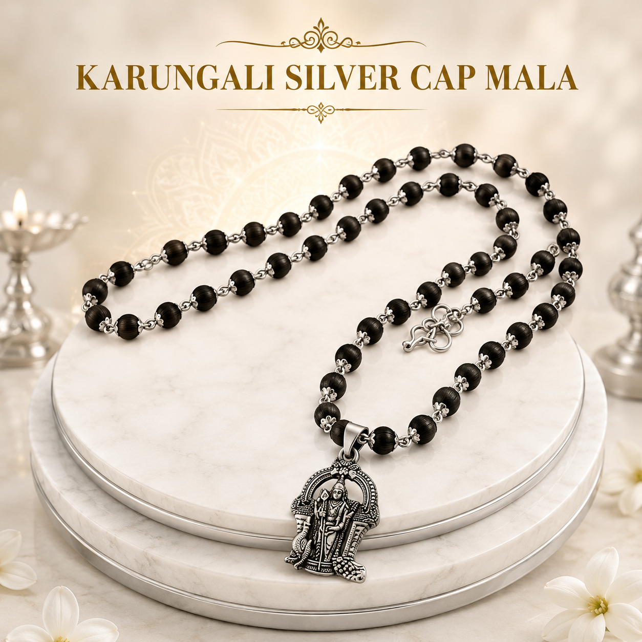 Karungali Mala with Lord Murugan Pendant